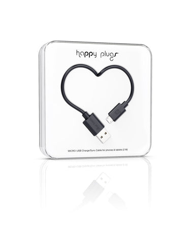 Happy Plugs Micro-USB Charge/Sync Cable - Black