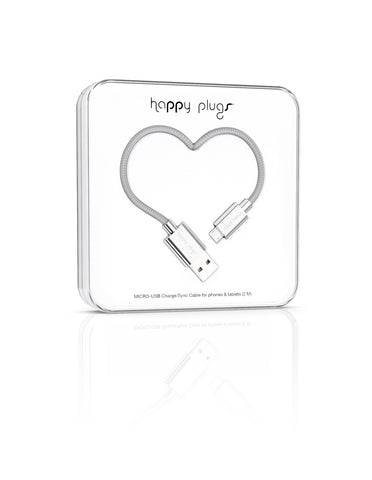 Happy Plugs Micro-USB Charge/Sync Cable - Silver (Deluxe Edition)