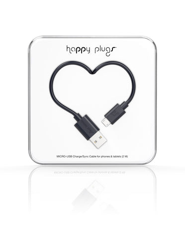 Happy Plugs Micro-USB Charge/Sync Cable - Black