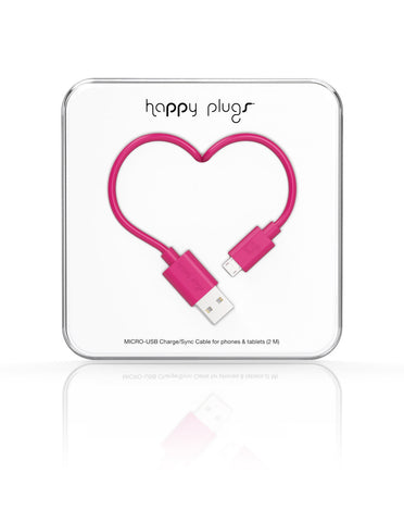 Happy Plugs Micro-USB Charge/Sync Cable - Cerise