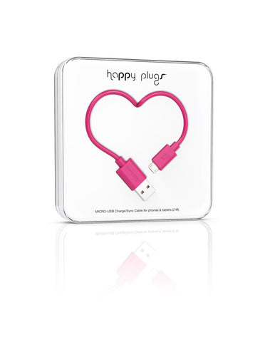 Happy Plugs Micro-USB Charge/Sync Cable - Cerise
