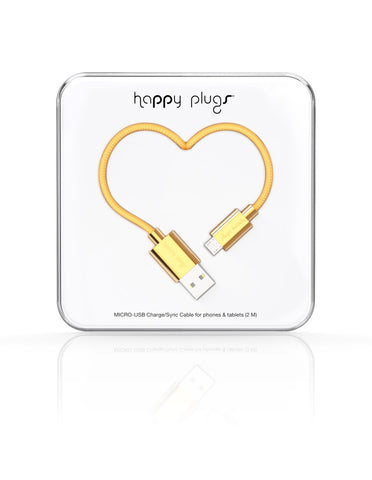 Happy Plugs Micro-USB Charge/Sync Cable - Gold (Deluxe Edition)