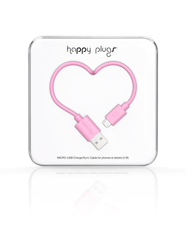 Happy Plugs Micro-USB Charge/Sync Cable - Pink