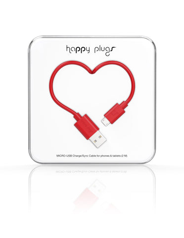 Happy Plugs Micro-USB Charge/Sync Cable - Red