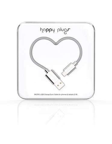 Happy Plugs Micro-USB Charge/Sync Cable - Silver (Deluxe Edition)