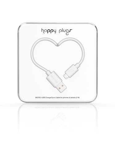 Happy Plugs Micro-USB Charge/Sync Cable - White